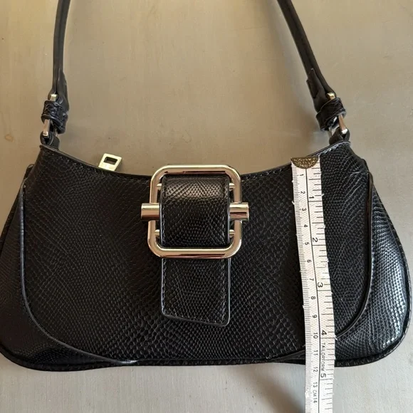Black Faux Snake Skin Shoulder Bag - Picture 12 of 16